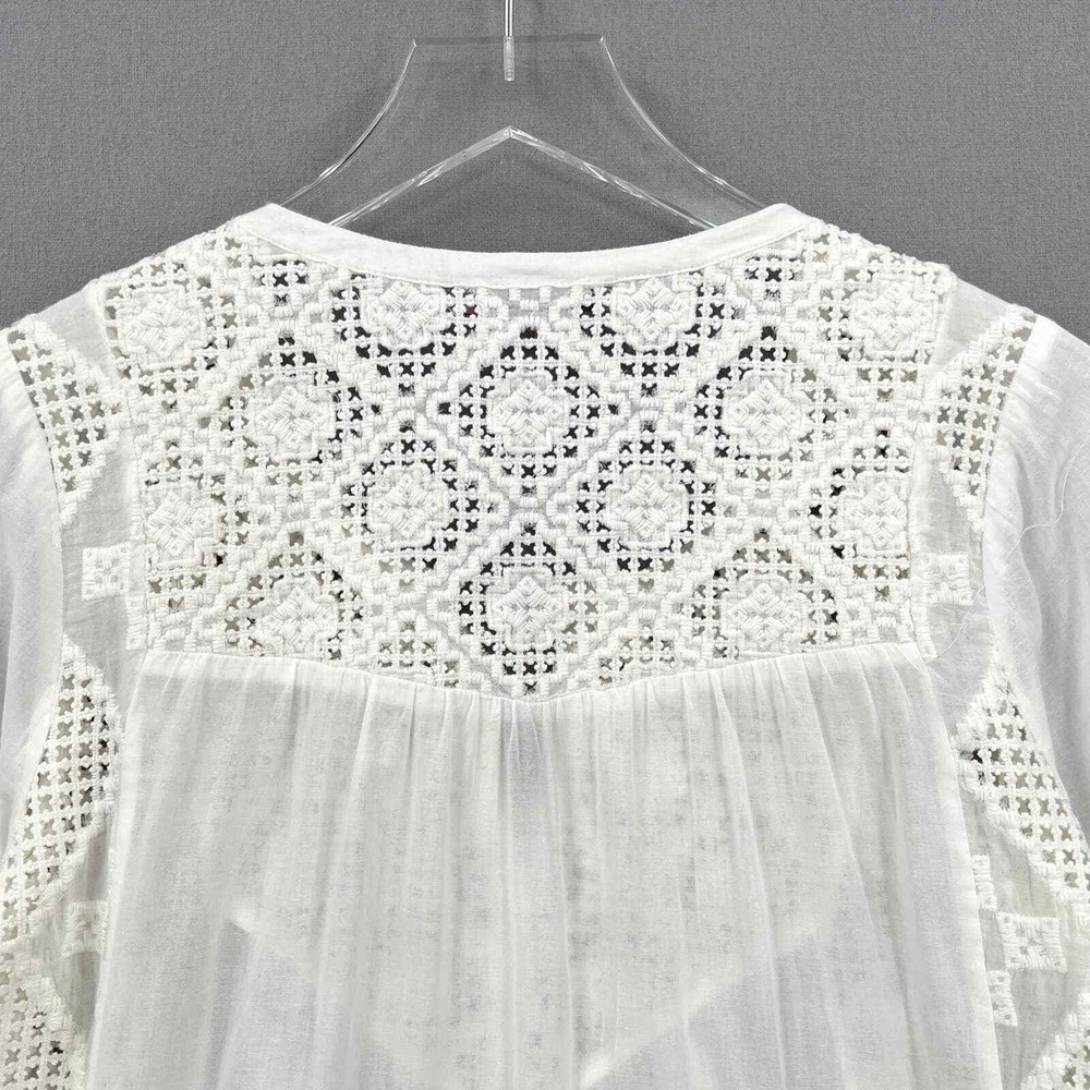 CALYPSO ST BARTH Embroidered Eyelet Tunic Top Womens Small White Resort Beach - Picture 4 of 16